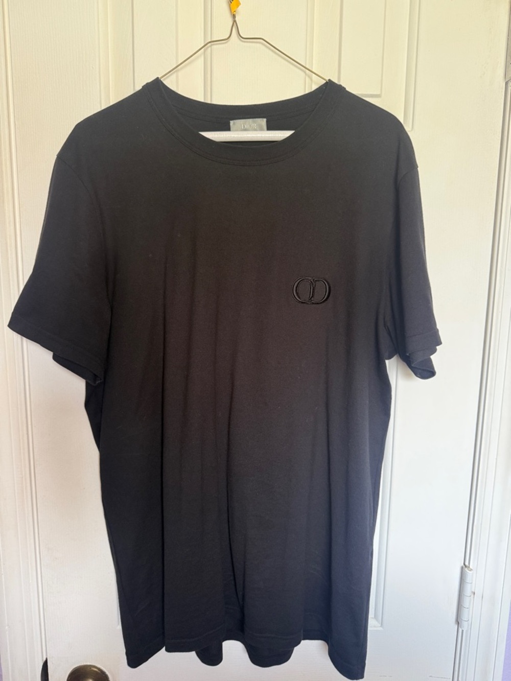 Dior Black Short-Sleeve Crewneck Tee with Embroidered Cd Logo large